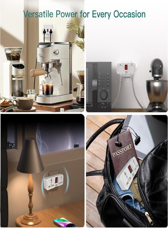 ام كي محول متعدد المنافذ ثنائي الاتجاه MX مع مفتاح رئيسي | مقبسان عالميان | شريط طاقة 6 أمبير للمنزل والمكتب والسفر | لوحة تمديد لمقبس الحائط (أبيض) - Image 5